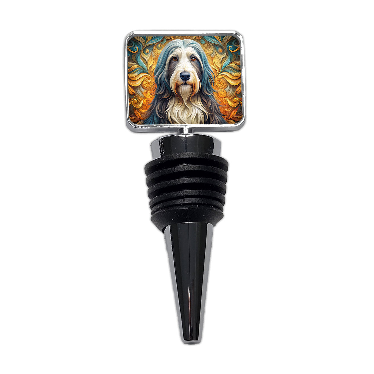 Bearded Collie Dog Art Nouveau Wine Bottle Stopper