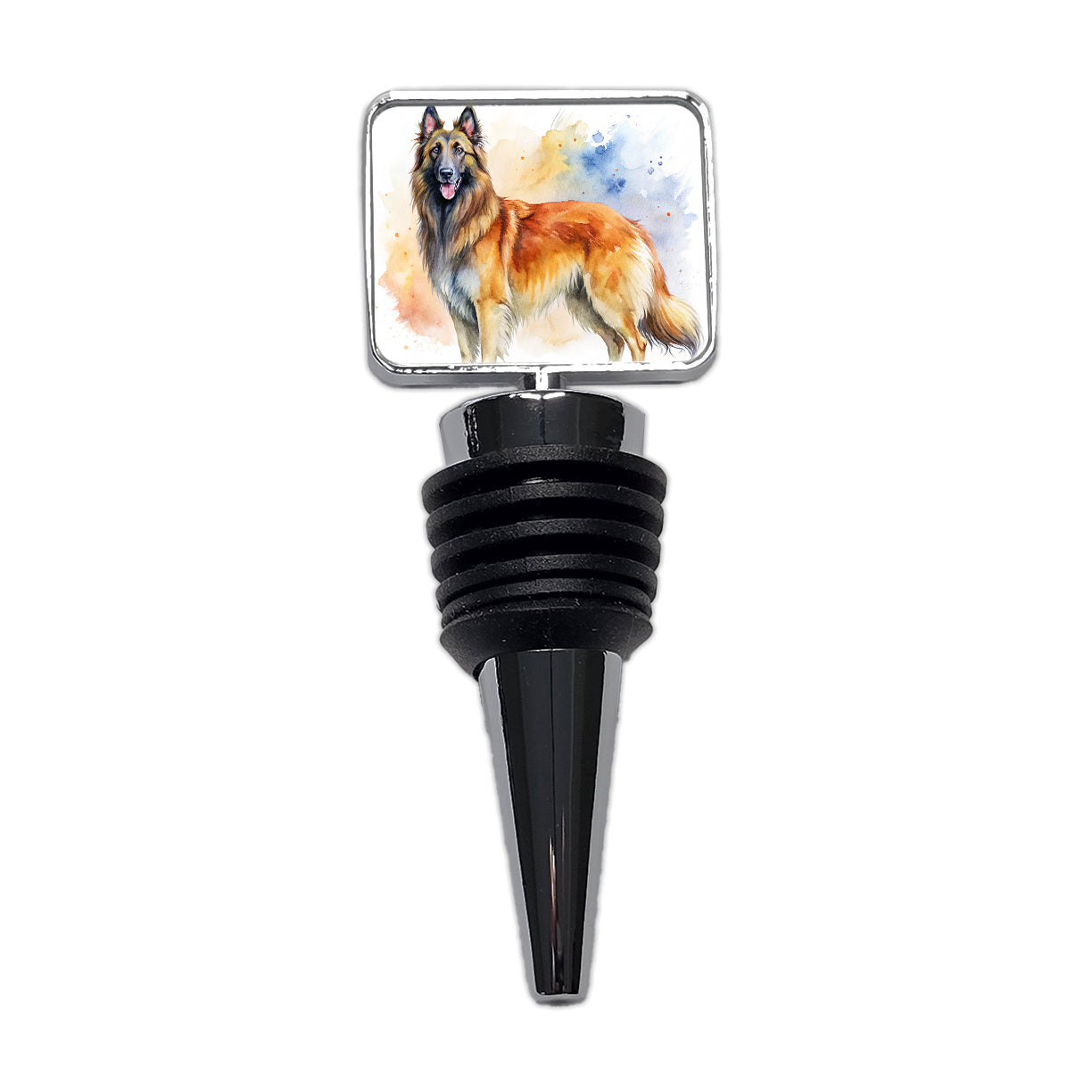 Belgian Tervuren Dog Watercolor Style Wine Bottle Stopper