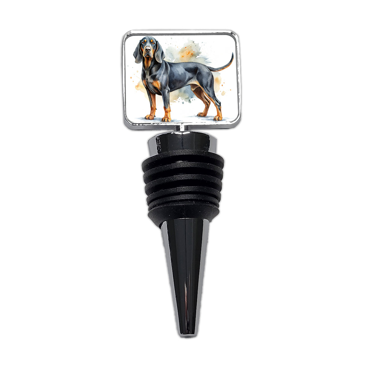 Black And Tan Coonhound Dog Watercolor Style Wine Bottle Stopper