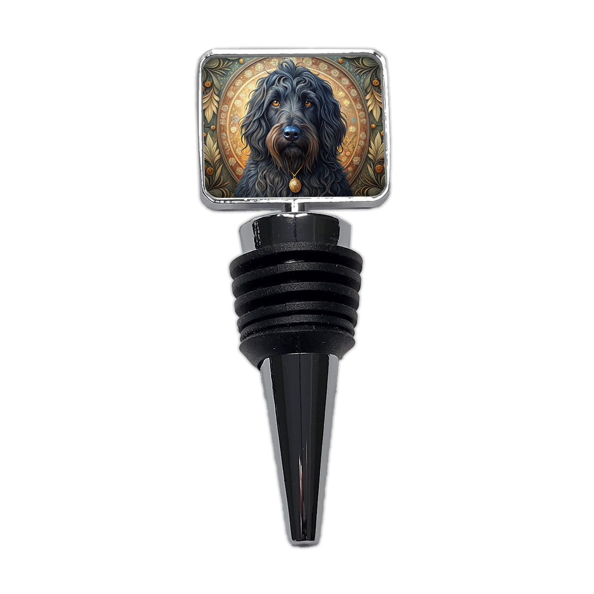 Black Russian Terrier Dog Art Nouveau Wine Bottle Stopper