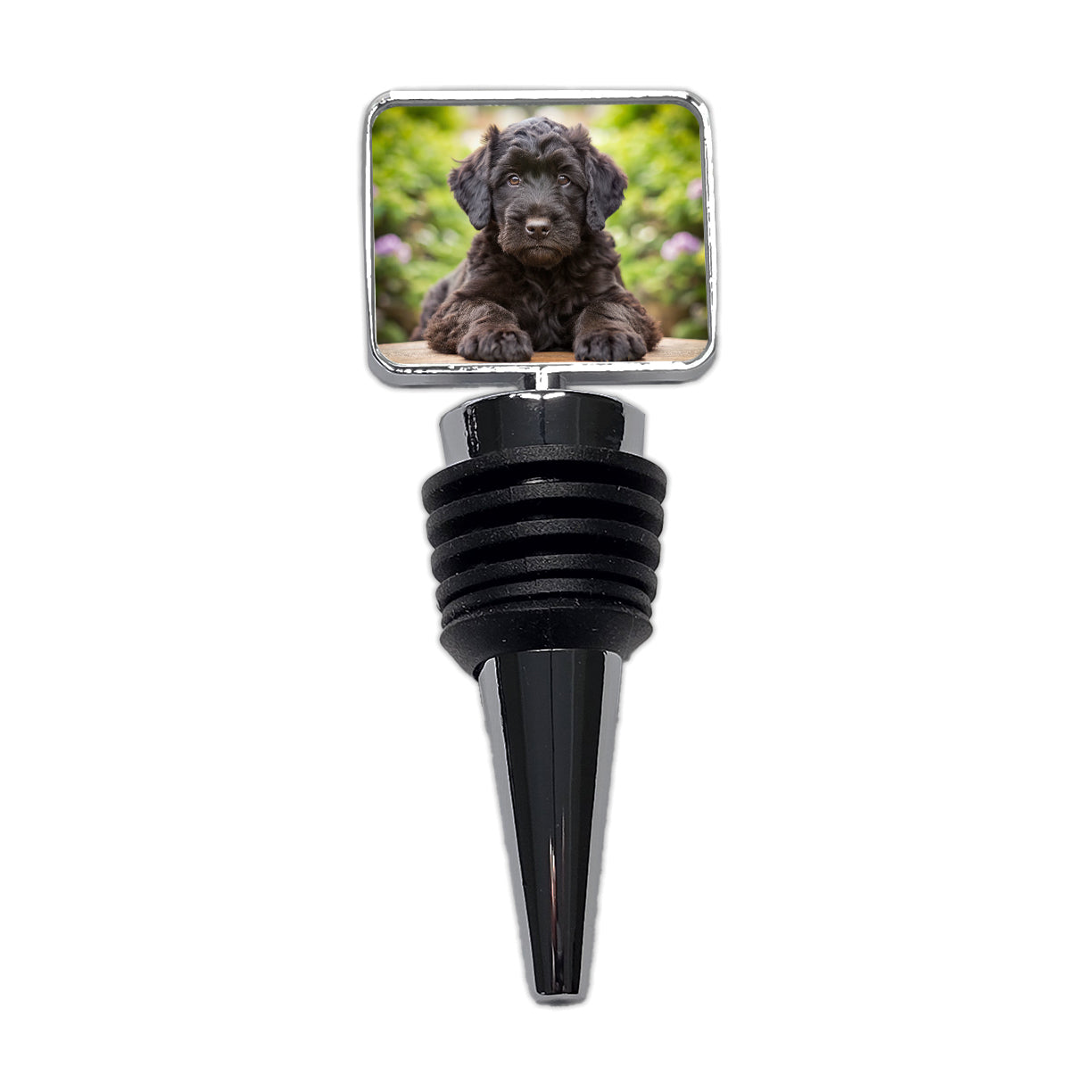 Black Russian Terrier Dog Puppy Photo Wine Bottle Stopper