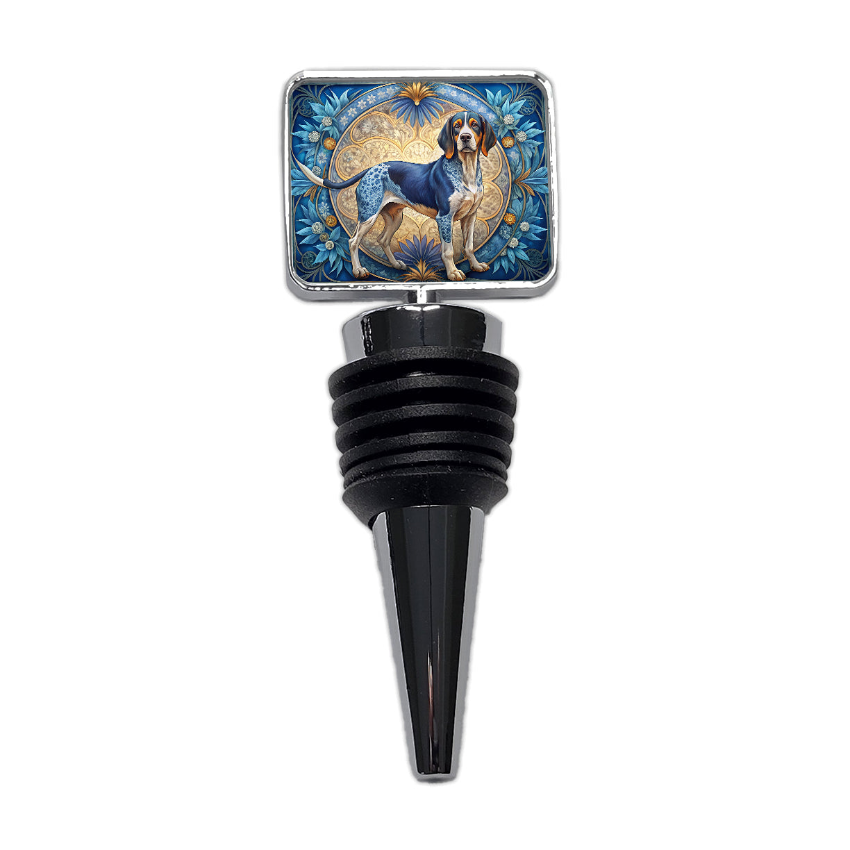 Bluetick Coonhound Dog Art Nouveau Wine Bottle Stopper