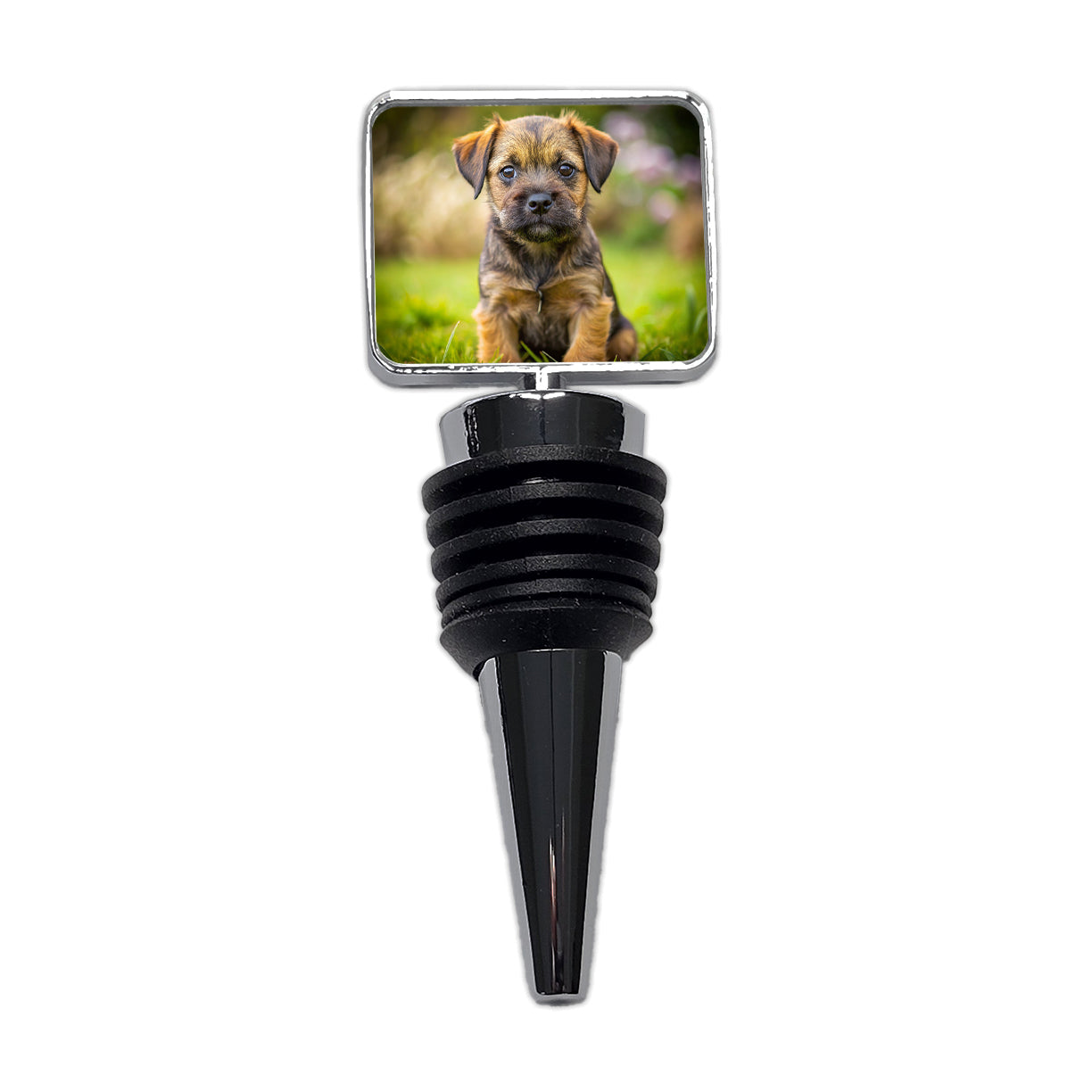 Border Terrier Dog Puppy Photo Wine Bottle Stopper