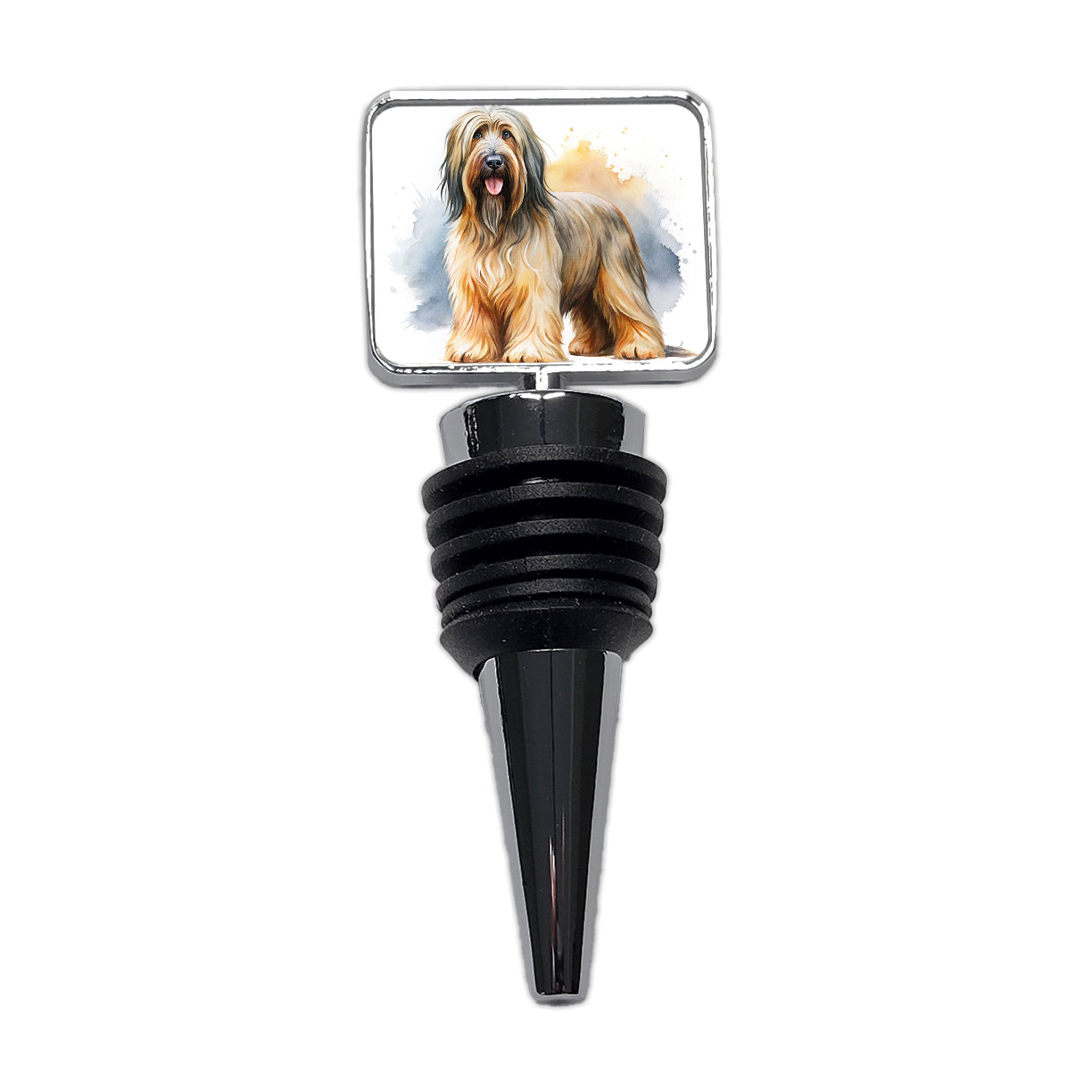 Briard Dog Watercolor Style Wine Bottle Stopper