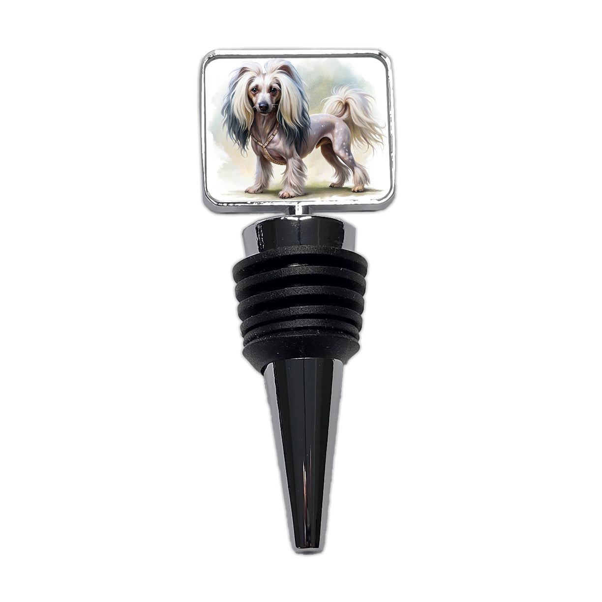 Chinese Crested Dog Illustration Wine Bottle Stopper