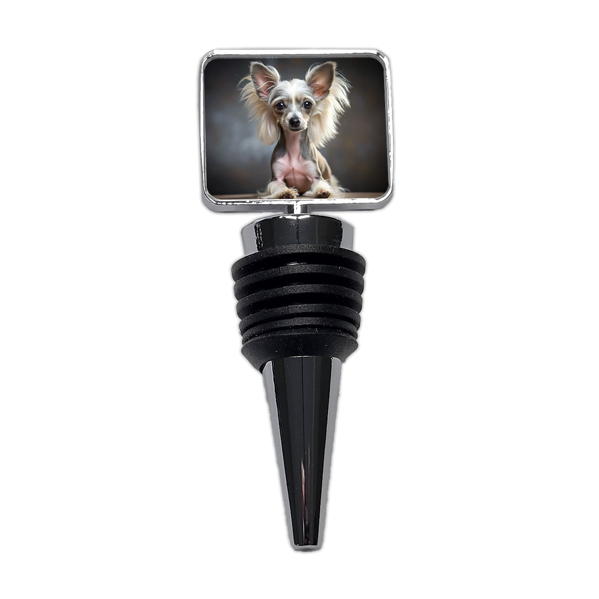 Chinese Crested Dog Puppy Photo Wine Bottle Stopper