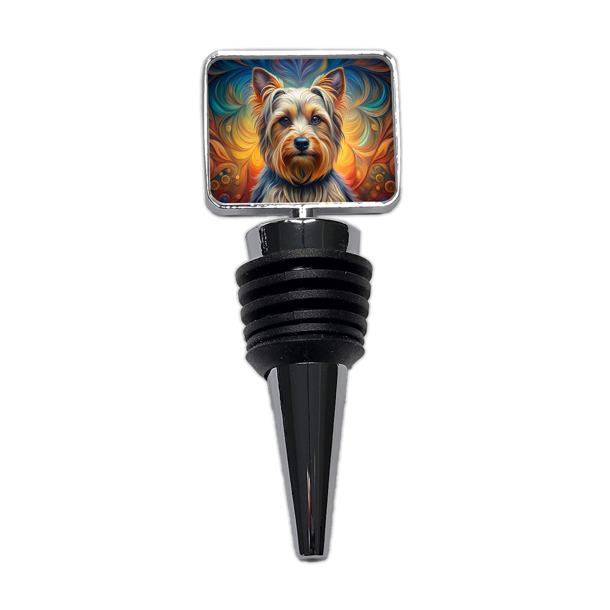 Silky Terrier Dog Art Nouveau Wine Bottle Stopper