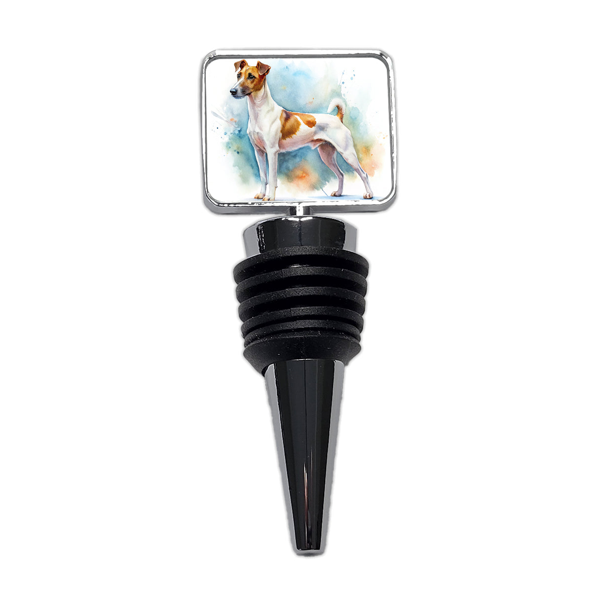 Smooth Fox Terrier Dog Watercolor Style Wine Bottle Stopper