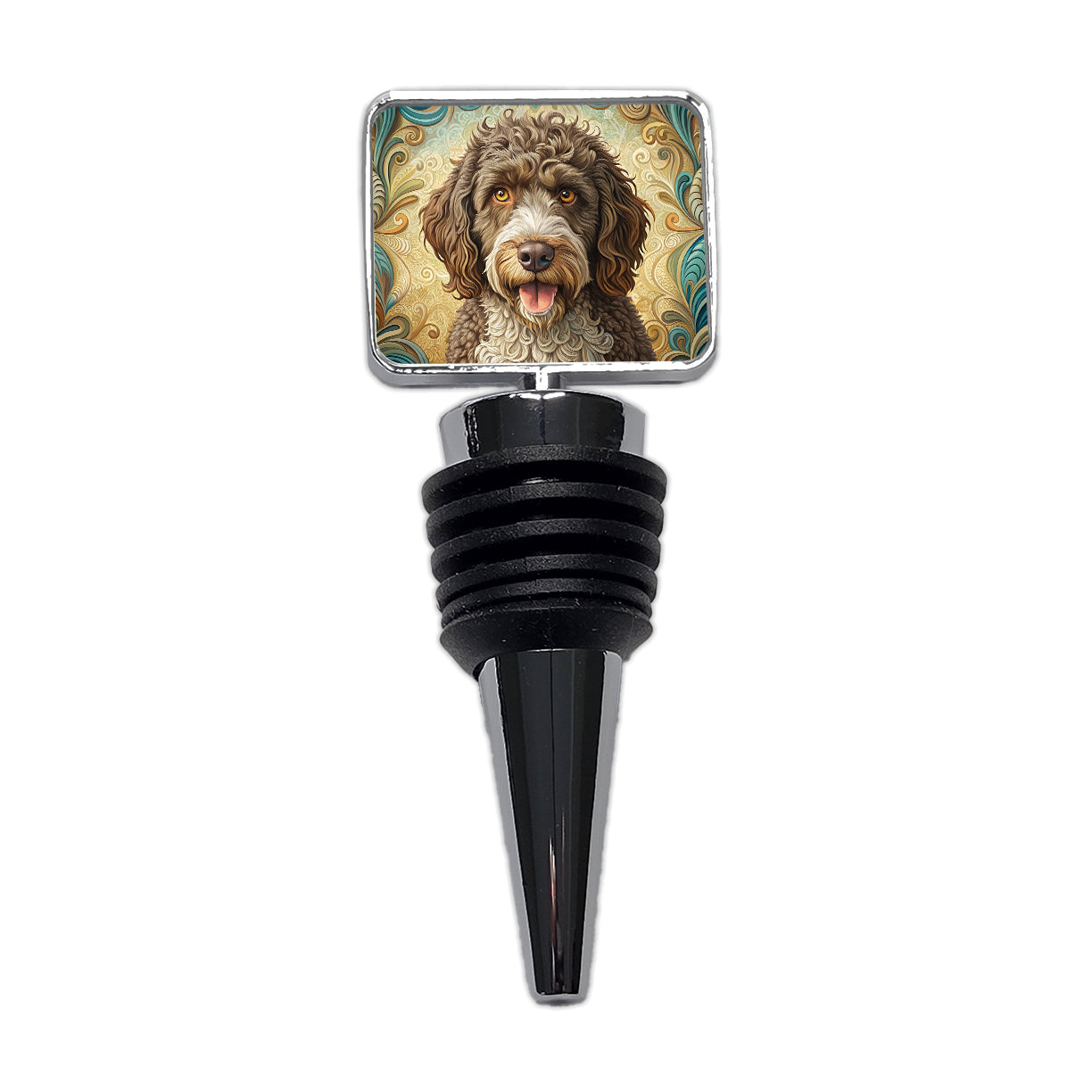 Spanish Water Dog Art Nouveau Wine Bottle Stopper