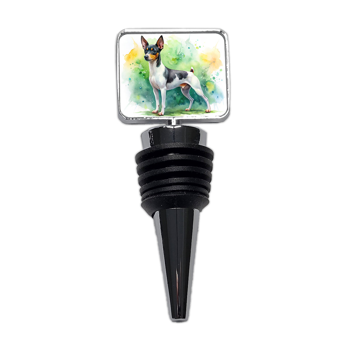 Toy Fox Terrier Dog Watercolor Style Wine Bottle Stopper
