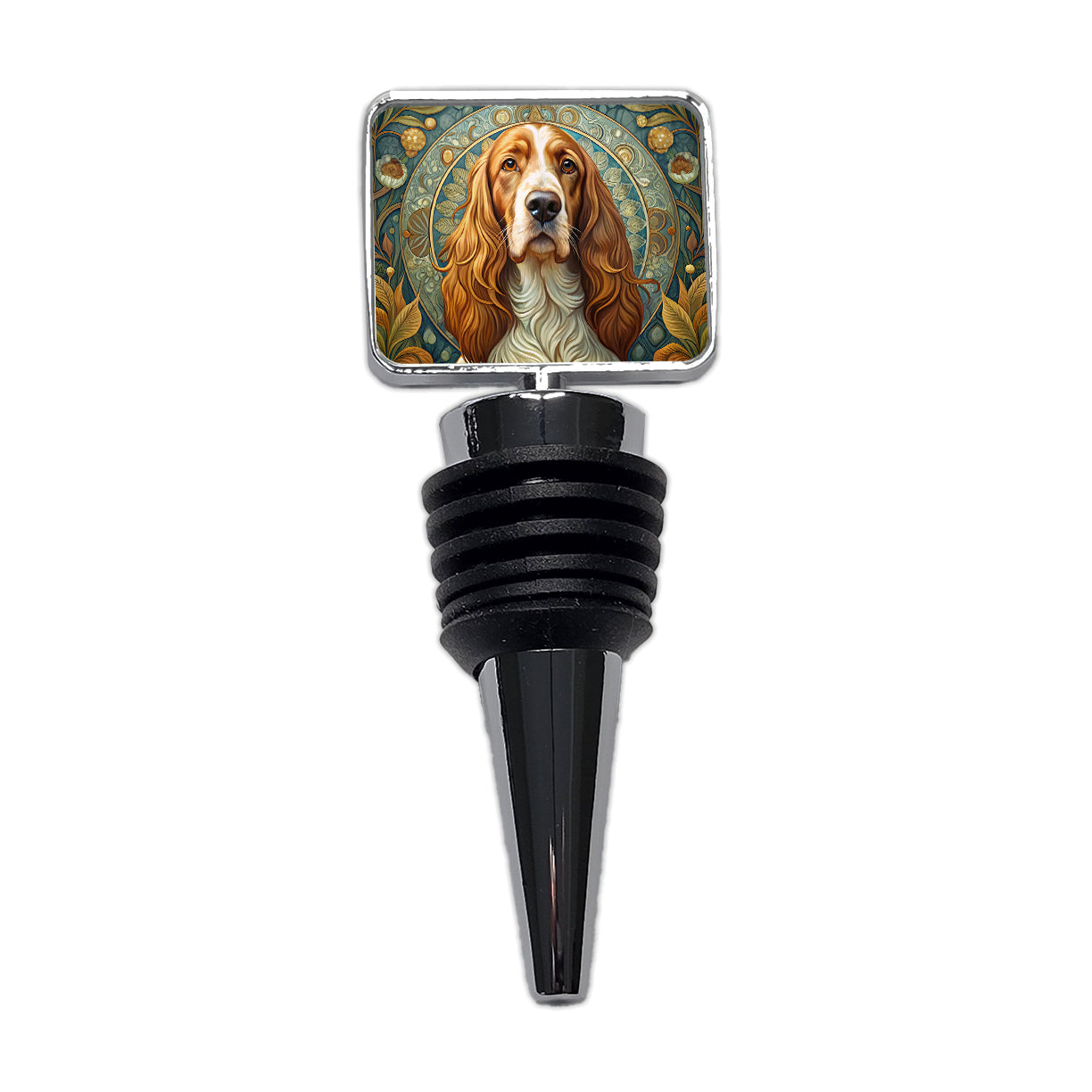 Welsh Springer Spaniel Dog Art Nouveau Wine Bottle Stopper