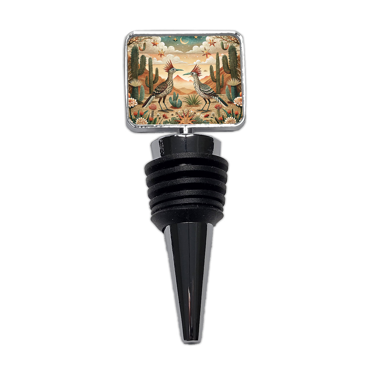 Southwestern Desert Tribal Roadrunners Design Wine Bottle Stopper