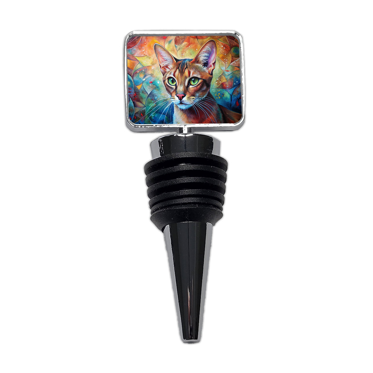 Abyssinian Cat Abstract Art Wine Bottle Stopper