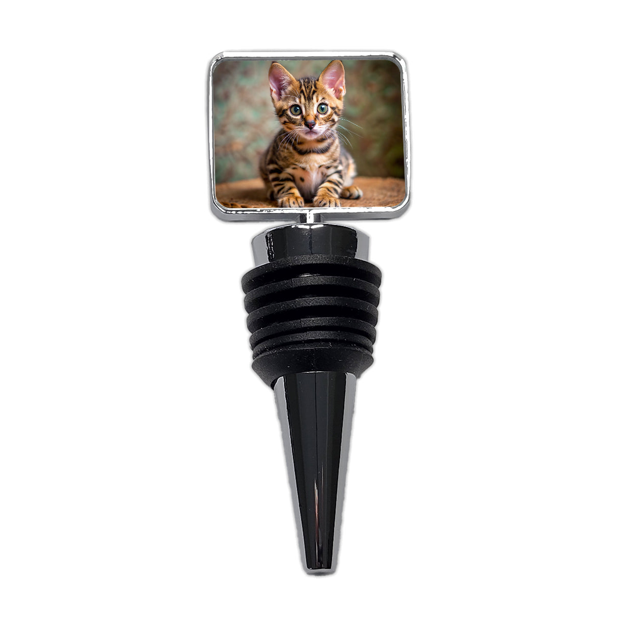 Bengal Cat Kitten Photo Wine Bottle Stopper