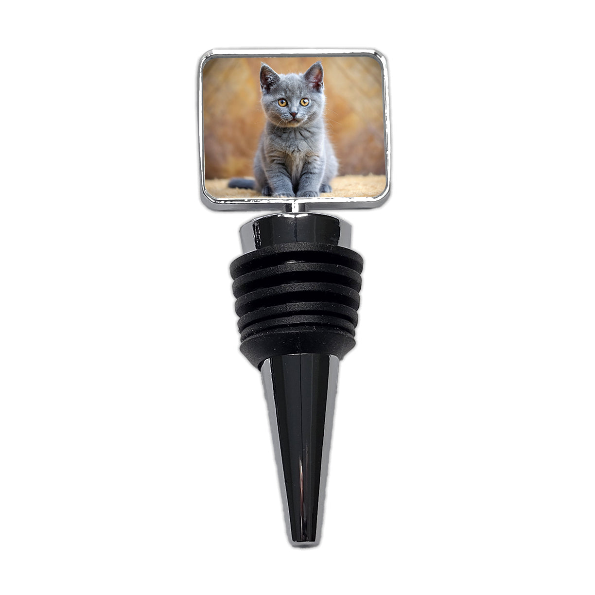 Chartreux Cat Kitten Photo Wine Bottle Stopper