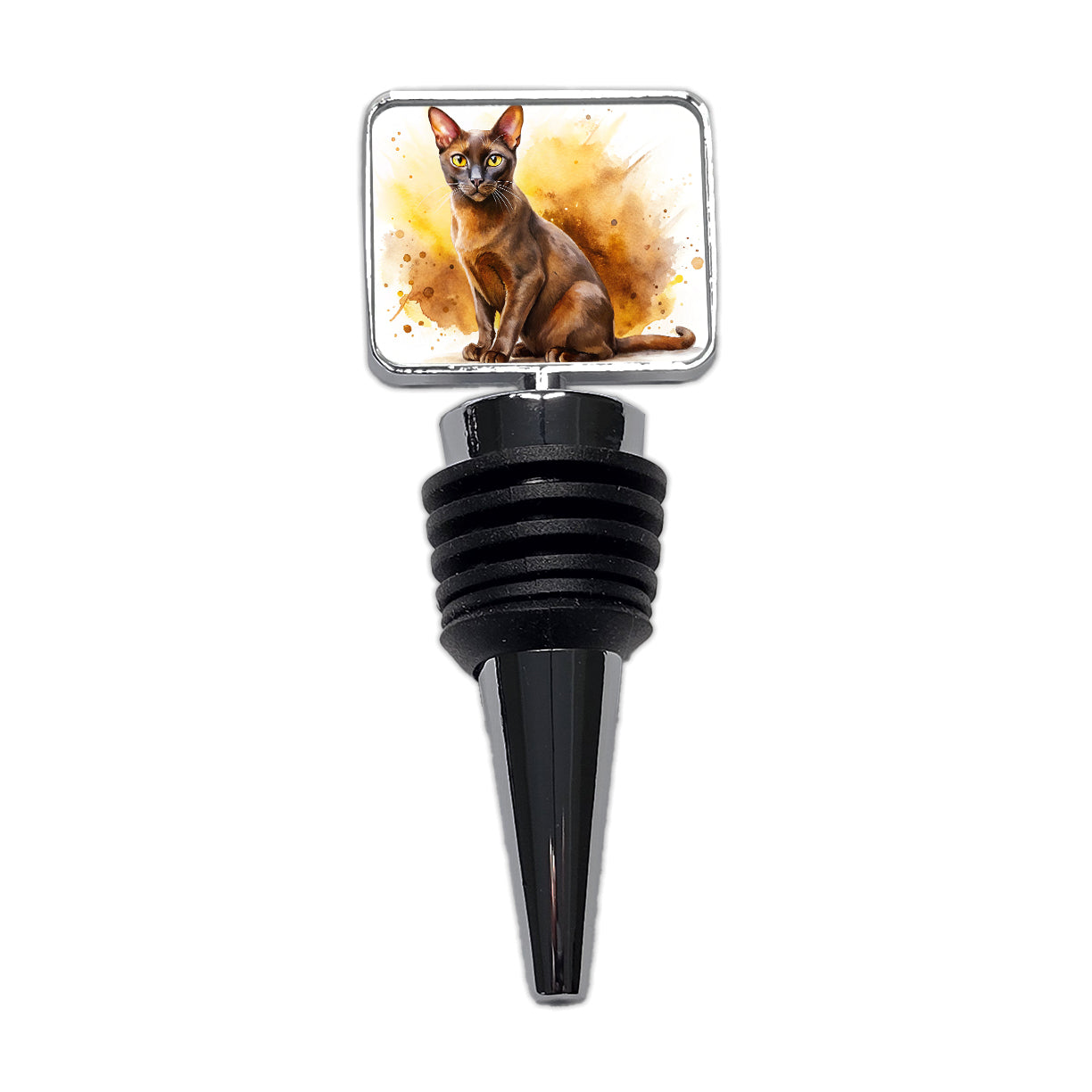 Havana Brown Cat Watercolor Style Wine Bottle Stopper