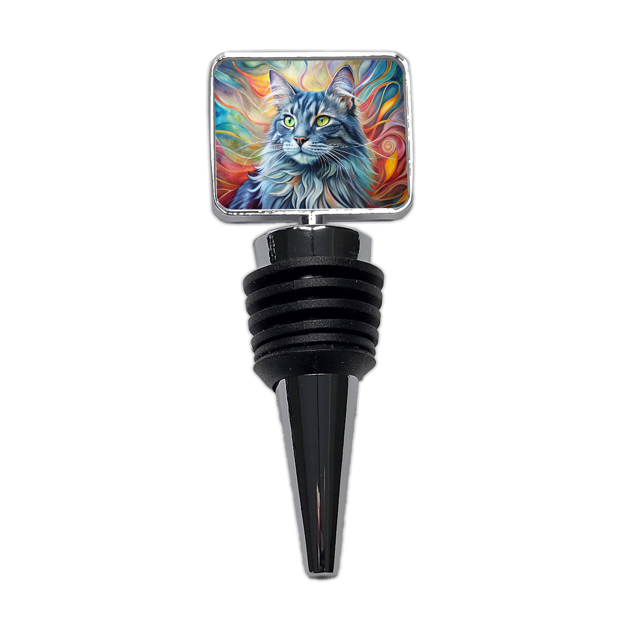 Nebelung Cat Abstract Art Wine Bottle Stopper