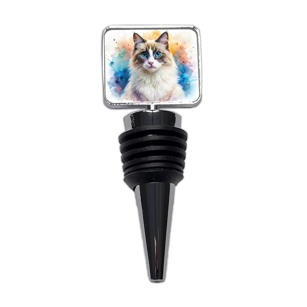 Ragdoll Cat Watercolor Style Wine Bottle Stopper