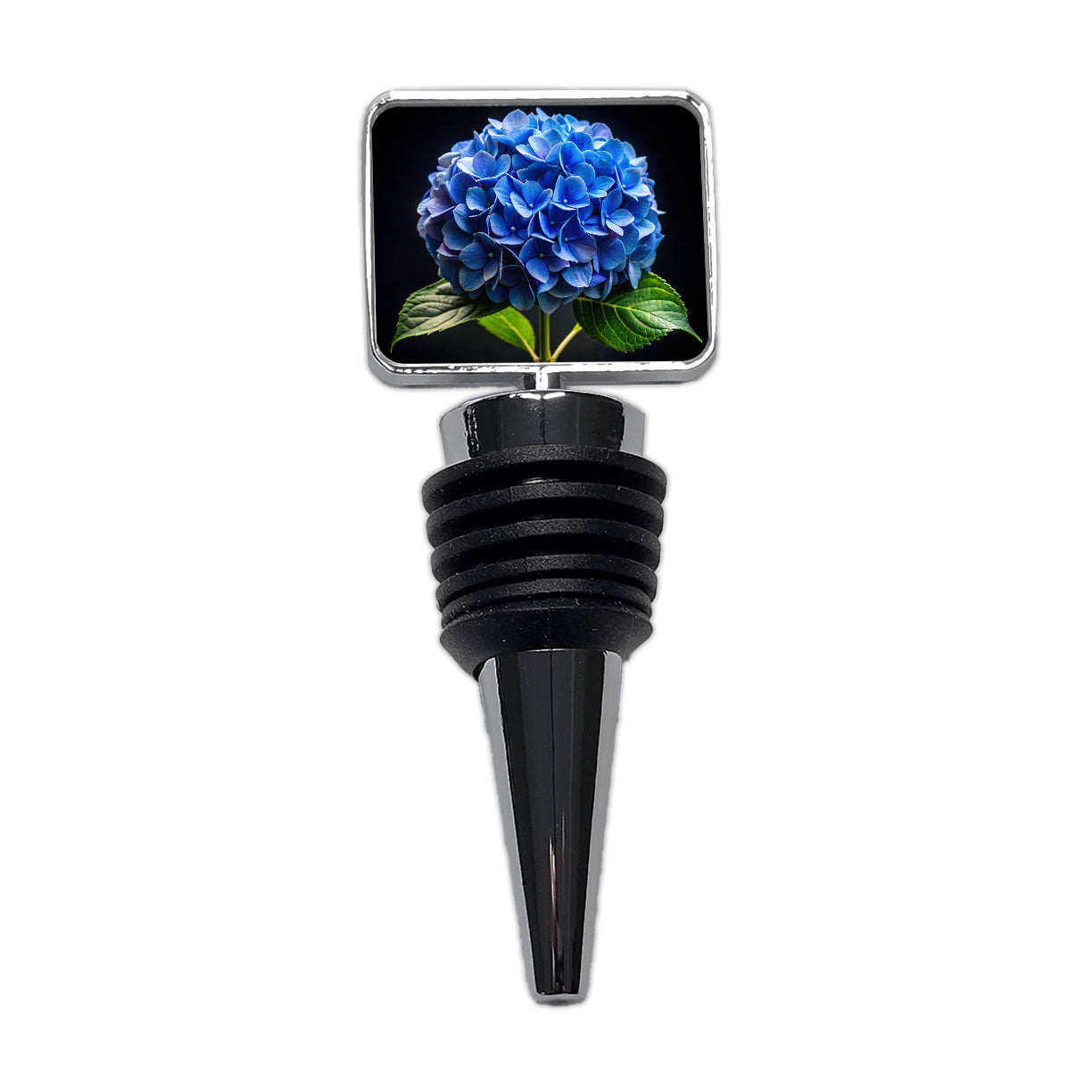 Blue Hydrangea Flower Photo Wine Bottle Stopper