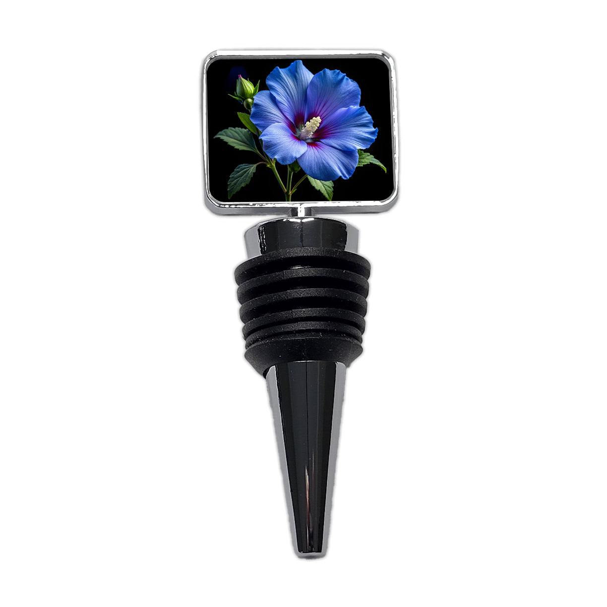 Blue Rose Of Sharon Flower Photo Wine Bottle Stopper