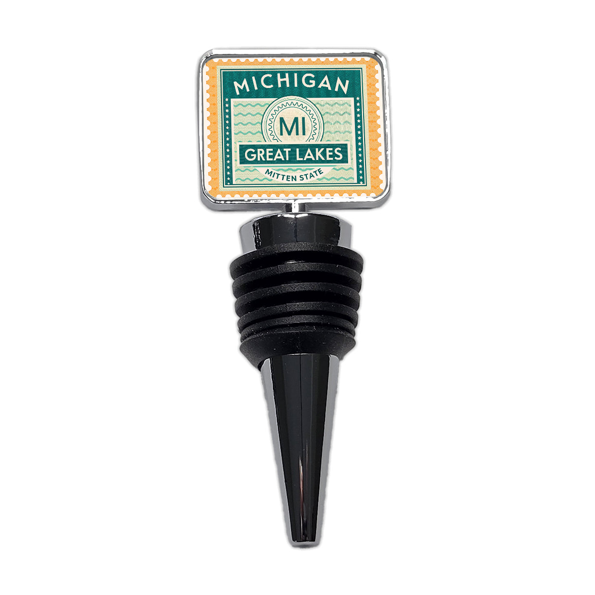 Michigan MI Great Lakes Mitten State Travel Vacation Stamp Wine Bottle Stopper