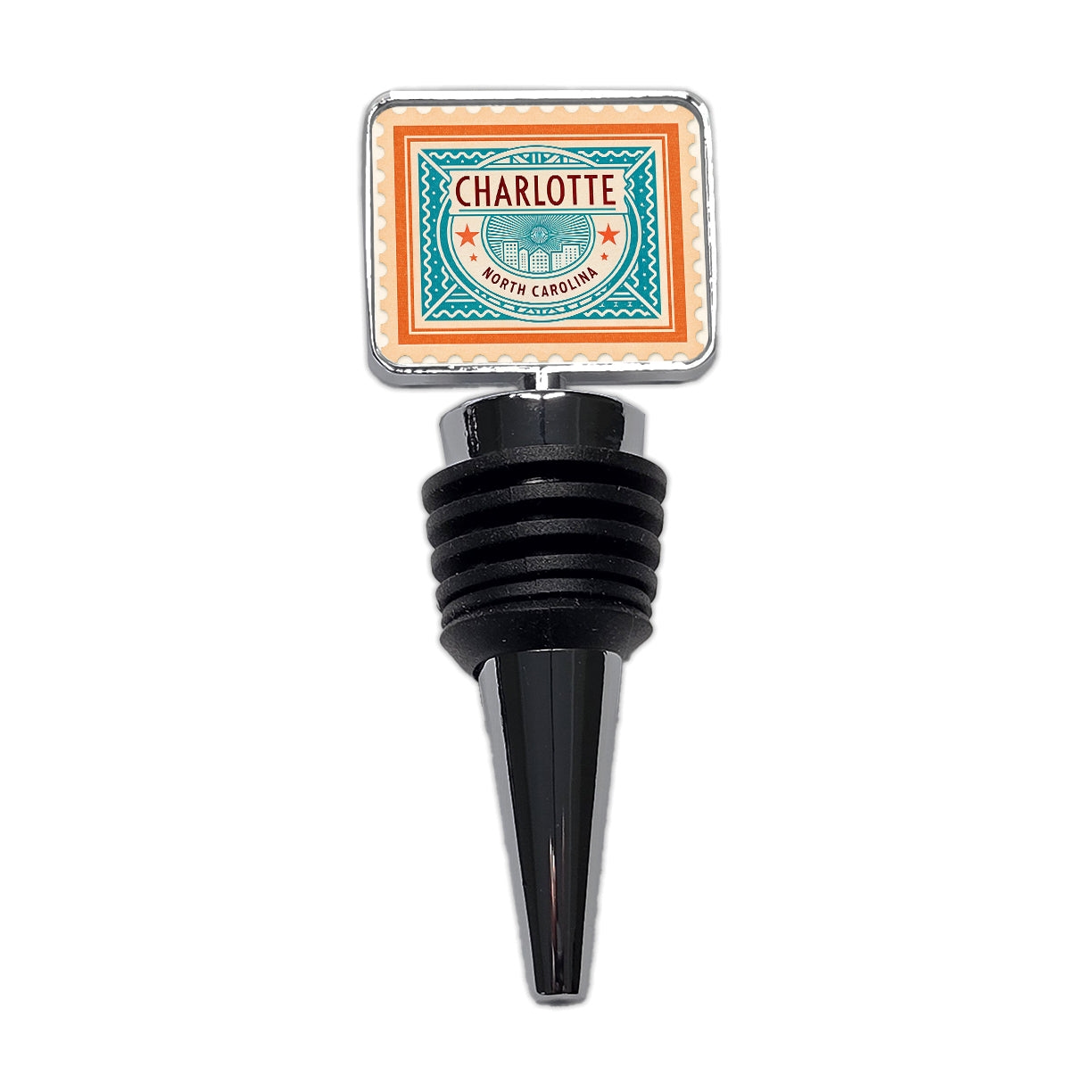 Charlotte NC North Carolina Travel Vacation Stamp Wine Bottle Stopper