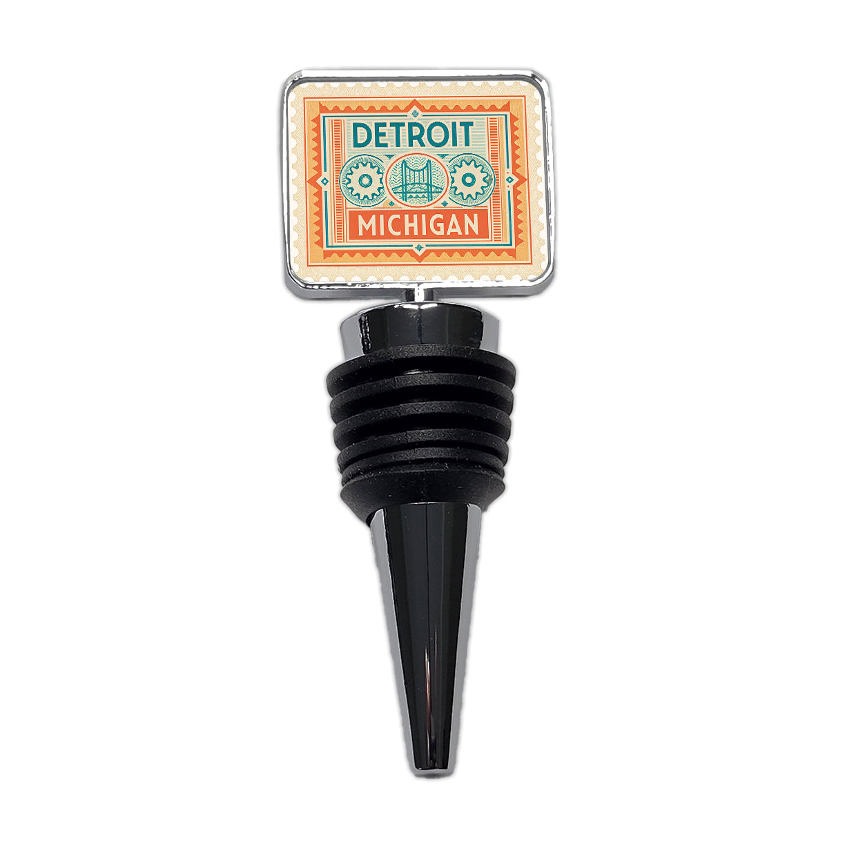 Detroit MI Michigan Travel Vacation Stamp Wine Bottle Stopper