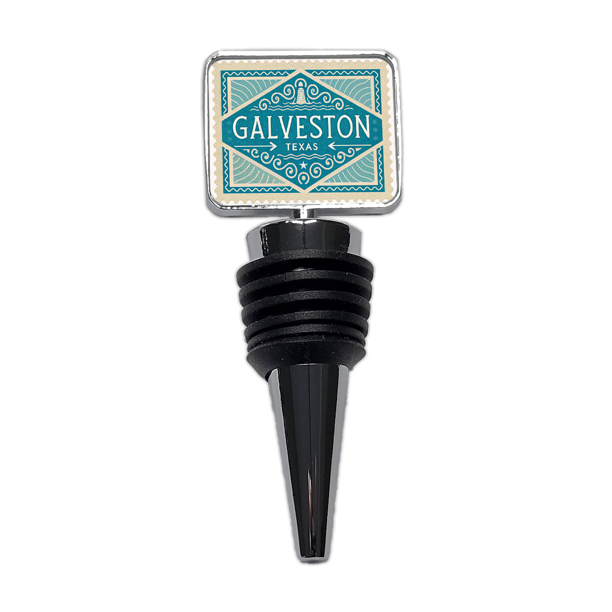 Galveston TX Texas Travel Vacation Stamp Wine Bottle Stopper