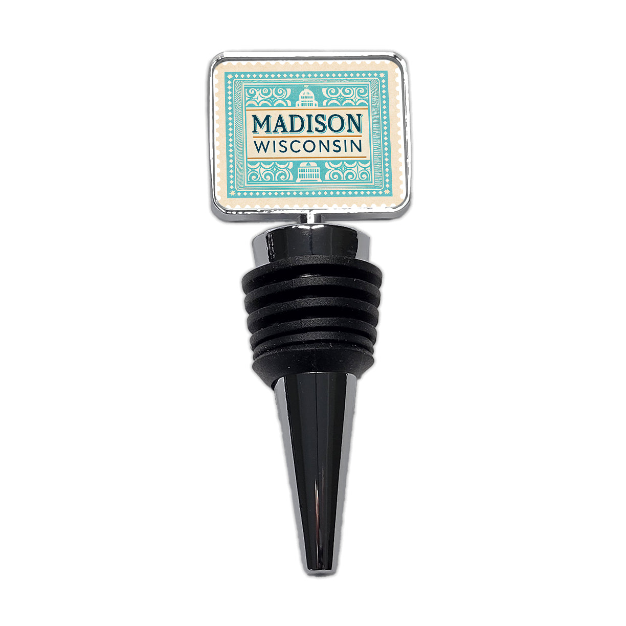 Madison WI Wisconsin Travel Vacation Stamp Wine Bottle Stopper