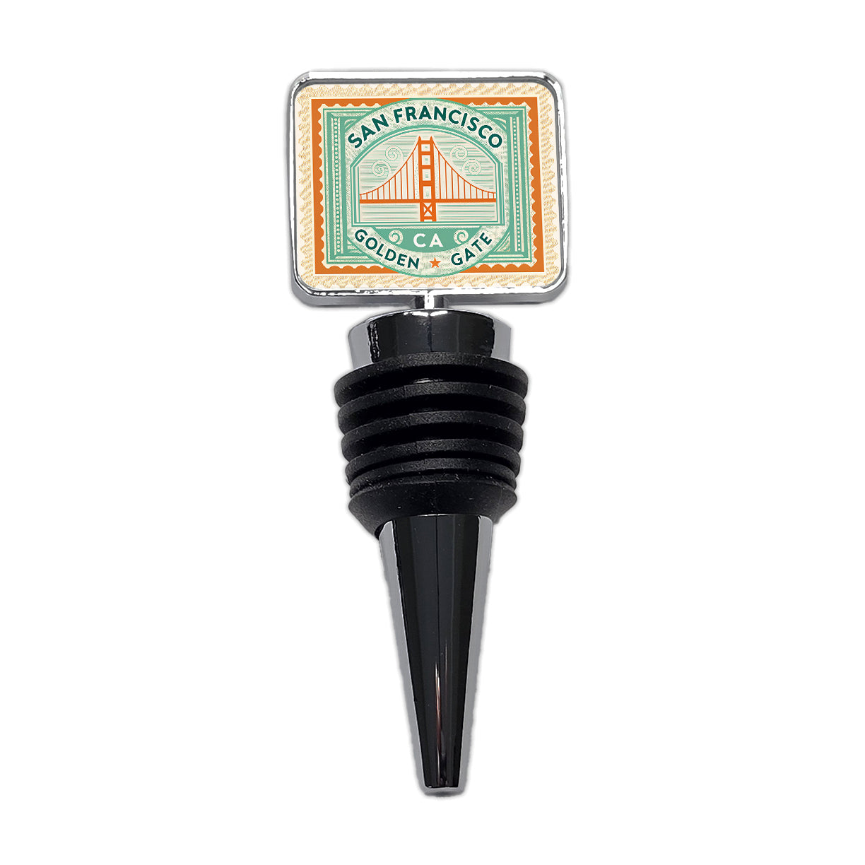 San Francisco CA California Golden Gate Bridge Travel Vacation Stamp Wine Bottle Stopper