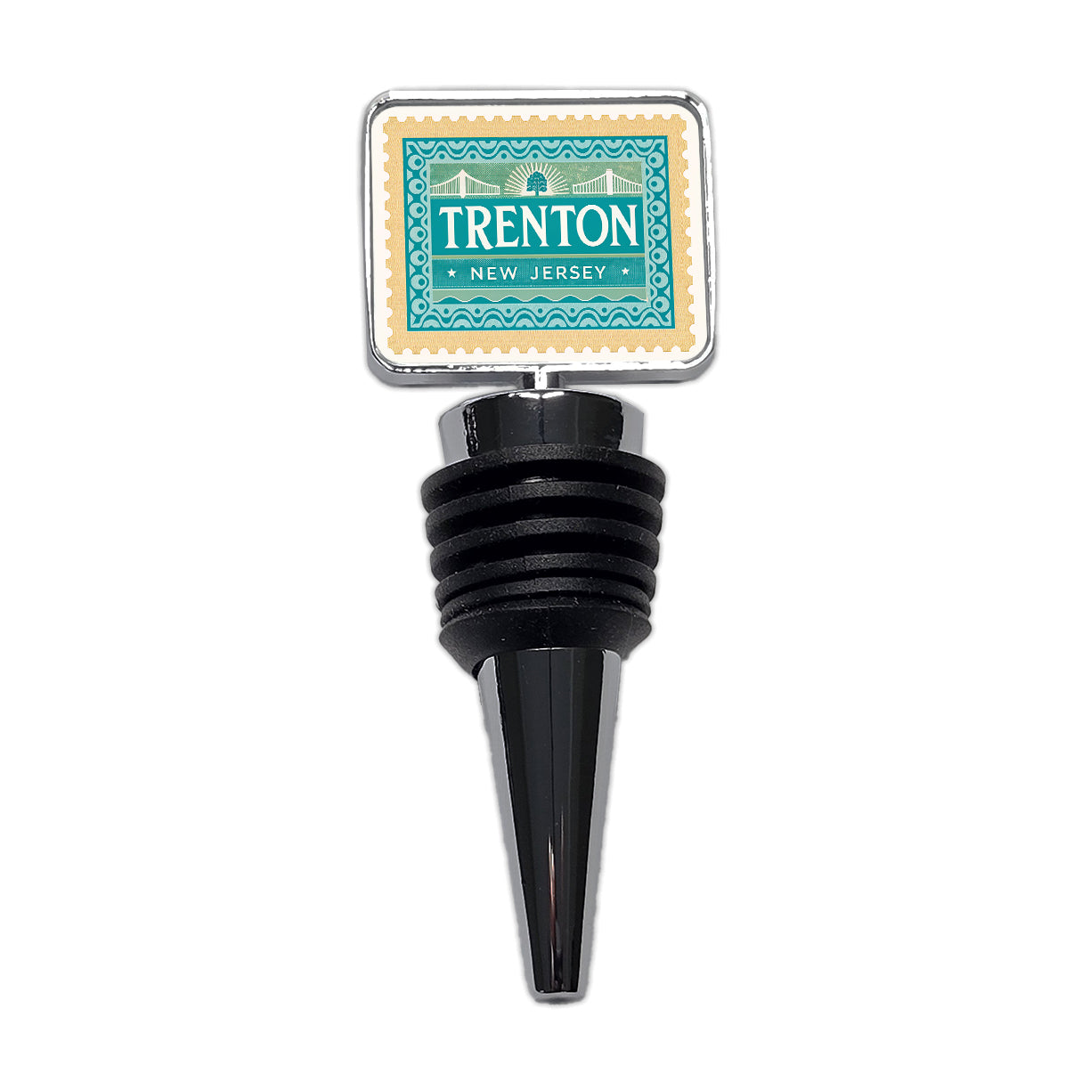 Trenton NJ New Jersey Travel Vacation Stamp Wine Bottle Stopper
