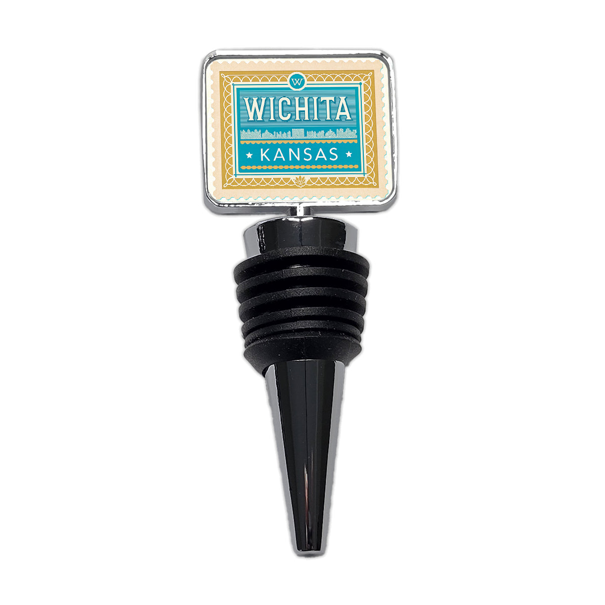 Wichita KS Kansas Travel Vacation Stamp Wine Bottle Stopper
