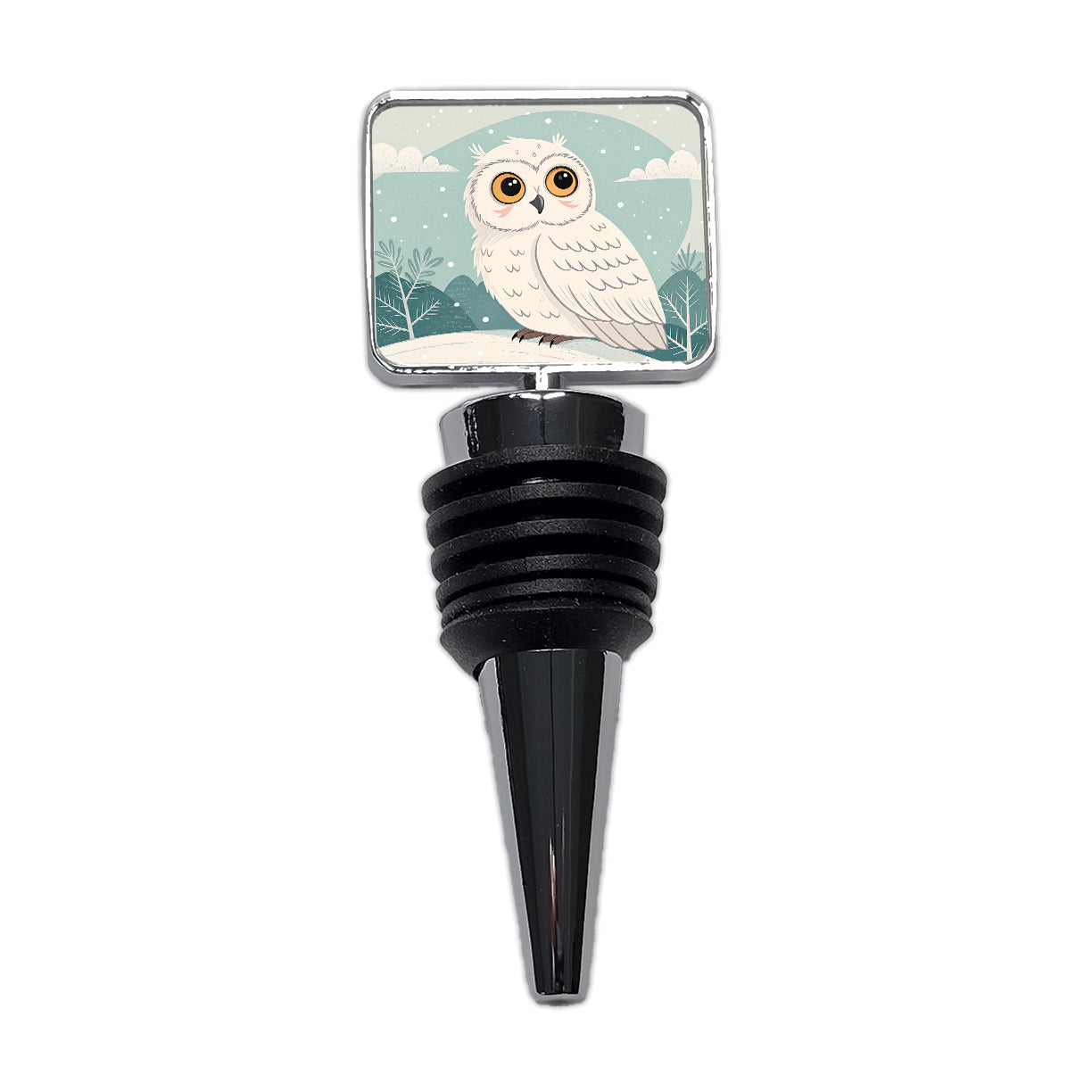Adorable Snowy Owl Wine Bottle Stopper