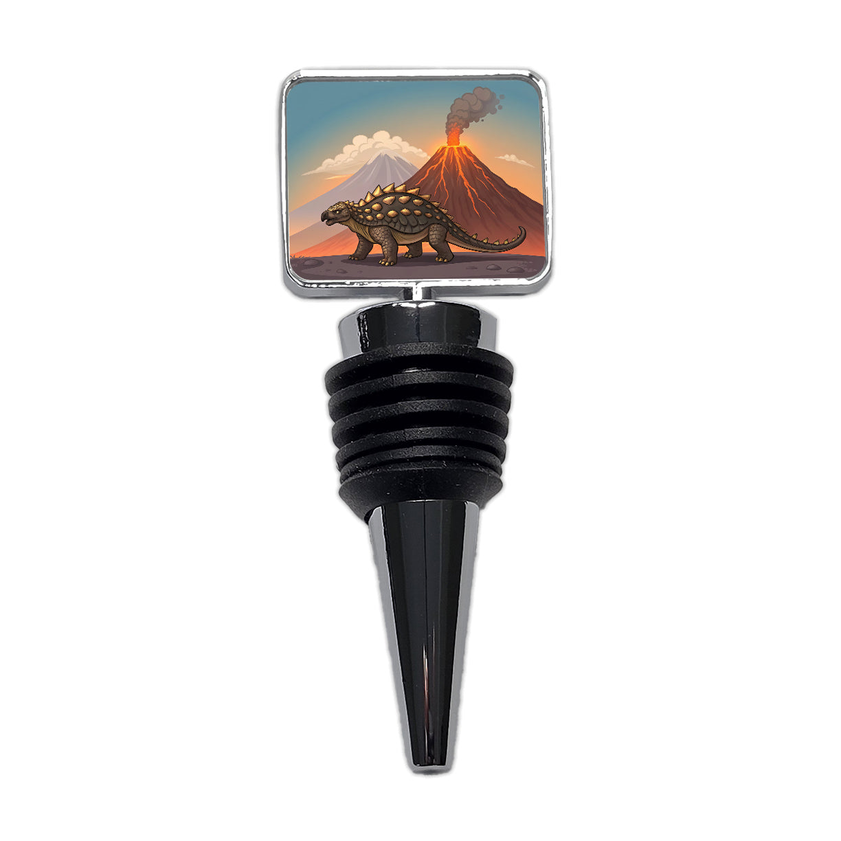 Ankylosaurus Volcanos Dinosaur Wine Bottle Stopper