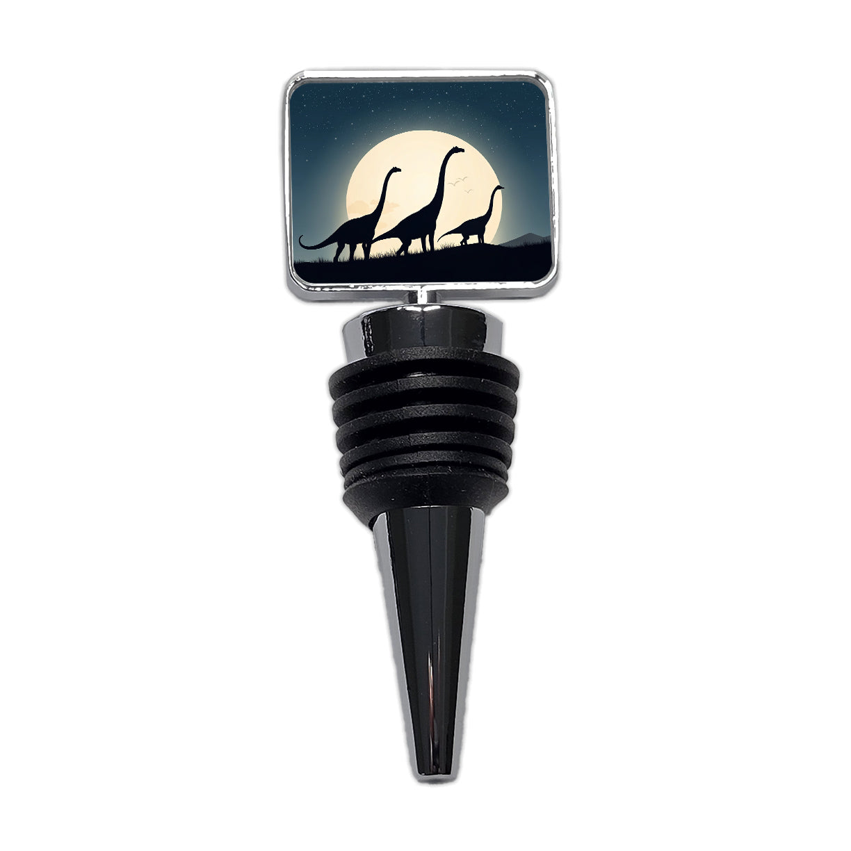 Apatosaurus Silhouettes Moon Night Dinosaurs Wine Bottle Stopper