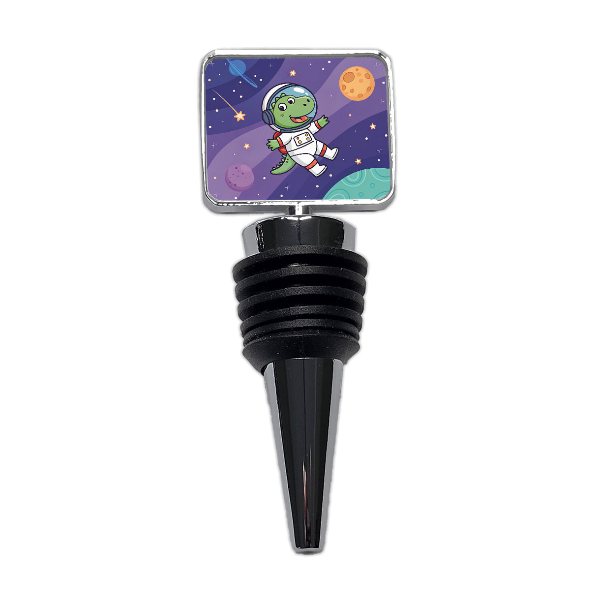 Astronaut Dinosaur In Space Suit Planets Wine Bottle Stopper