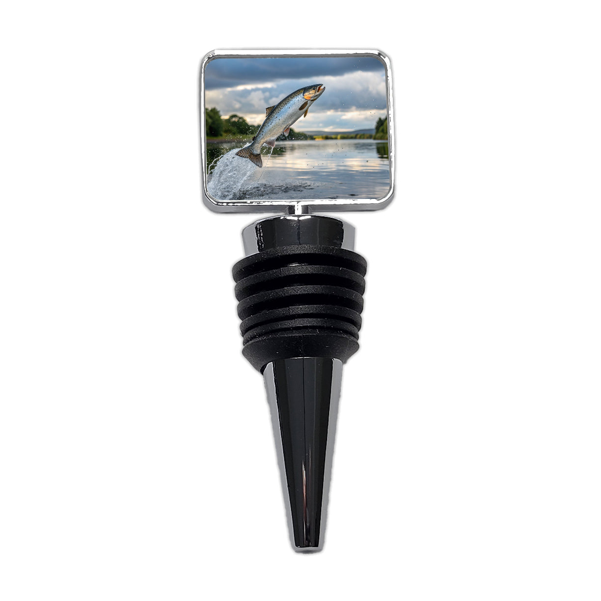 Atlantic Salmon Fish Jumping Fishing Wine Bottle Stopper