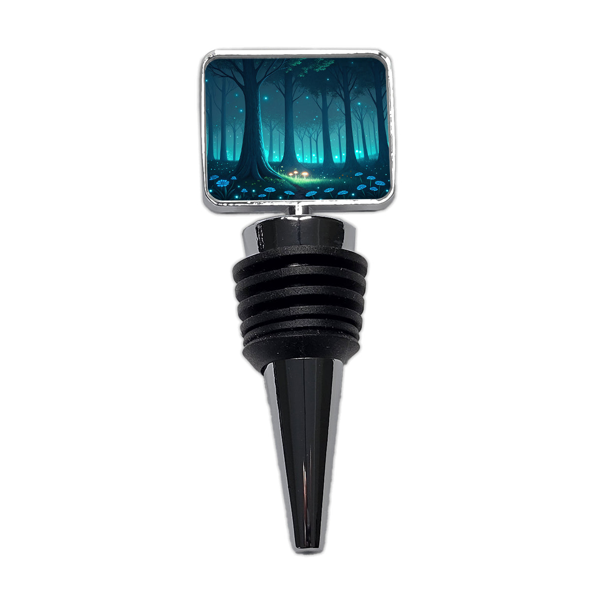 Bioluminescent Forest Mushrooms Trees Wine Bottle Stopper