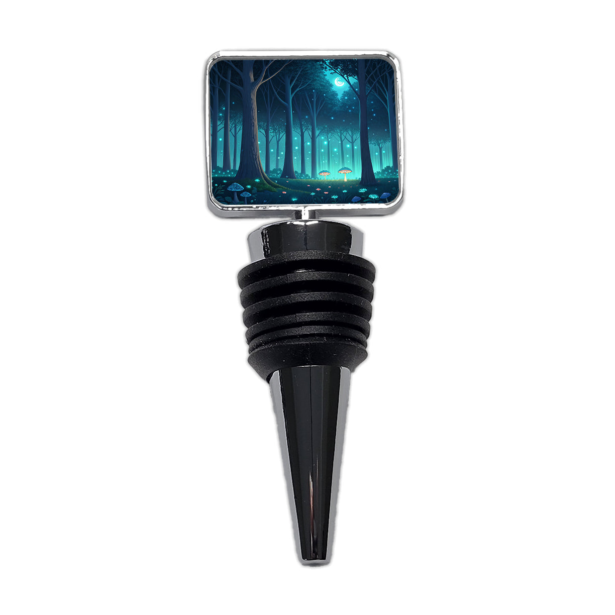 Bioluminescent Forest Night Wine Bottle Stopper