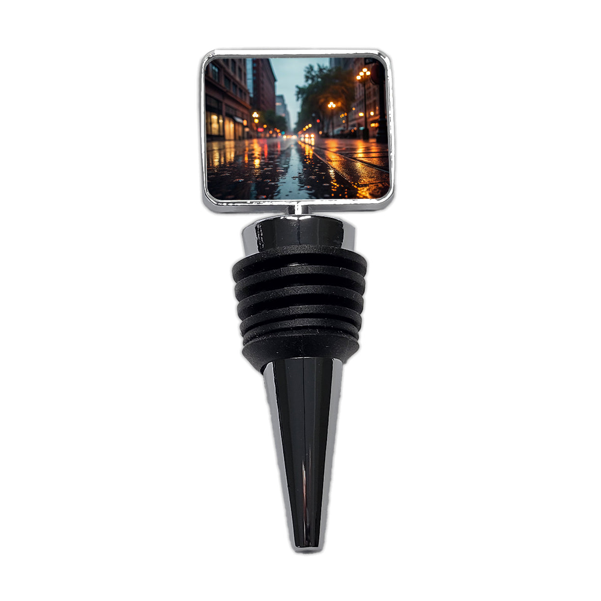 Blurred Lights City Wet Street Wine Bottle Stopper