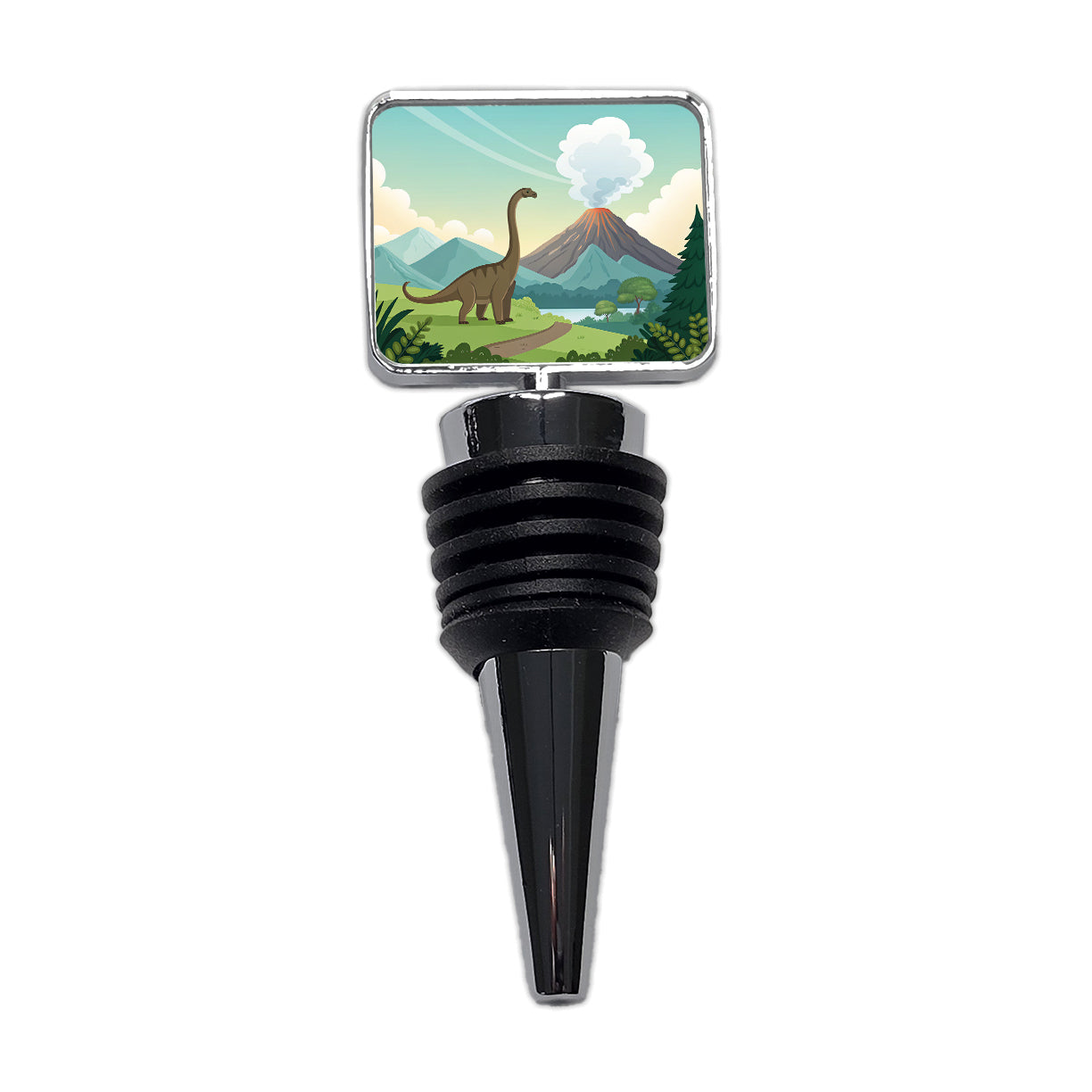 Brachiosaurus Volcano Erupting Dinosaur Wine Bottle Stopper