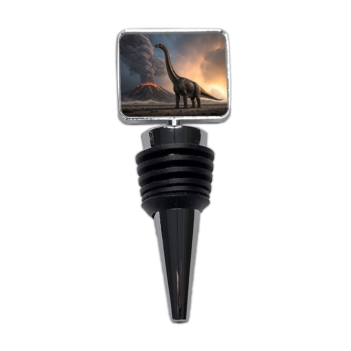 Brachiosaurus Volcano Stark Dinosaur Wine Bottle Stopper