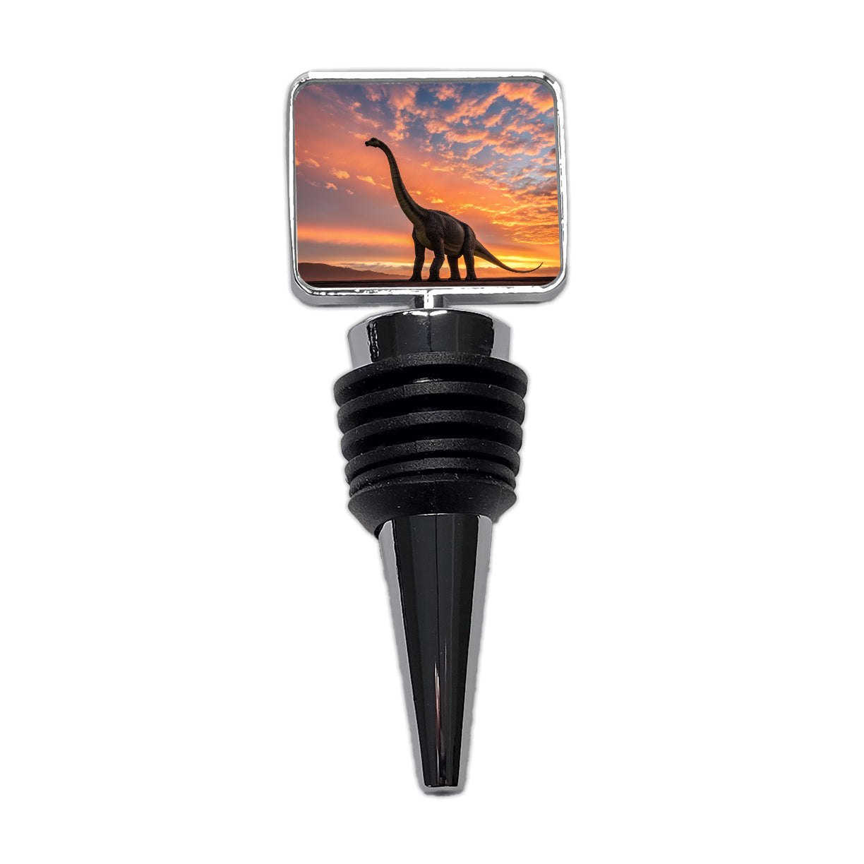 Brontosaurus Sunset Dinosaur Wine Bottle Stopper