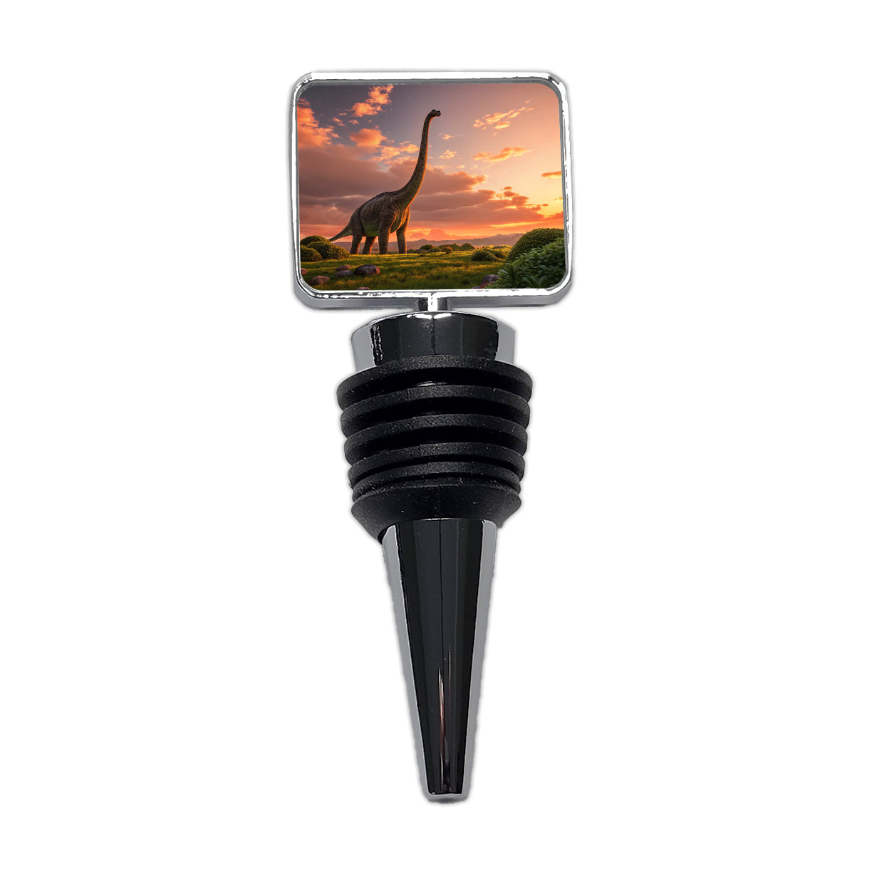 Brontosaurus Sunset Night Dinosaur Wine Bottle Stopper