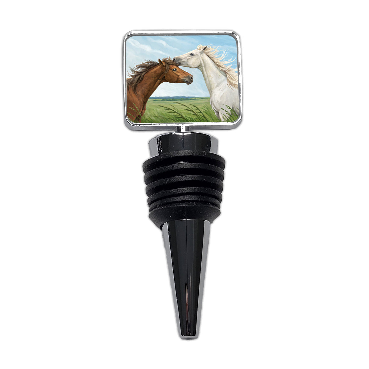 Brown White Horses Love Wine Bottle Stopper