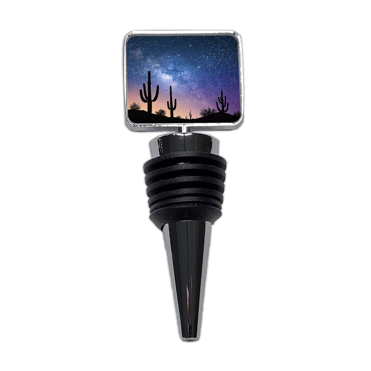 Cactus Silhouettes Starry Sky Silhouettes Shadows Mysterious Wine Bottle Stopper