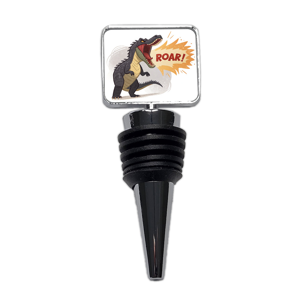 Carnotaurus Roar Bold Text Dinosaur Wine Bottle Stopper