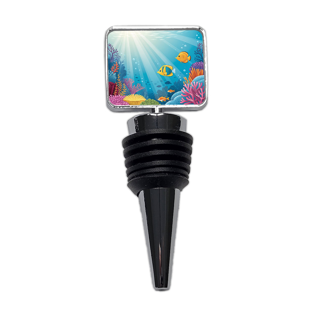 Colorful Fish Coral Light Rays Tropical Ocean Wine Bottle Stopper