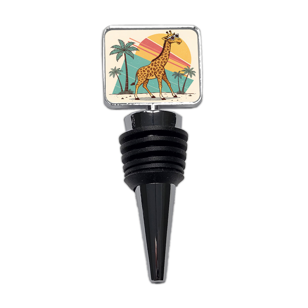 Cool Giraffe Wearing Sunglasses Retro Cute Wine Bottle Stopper