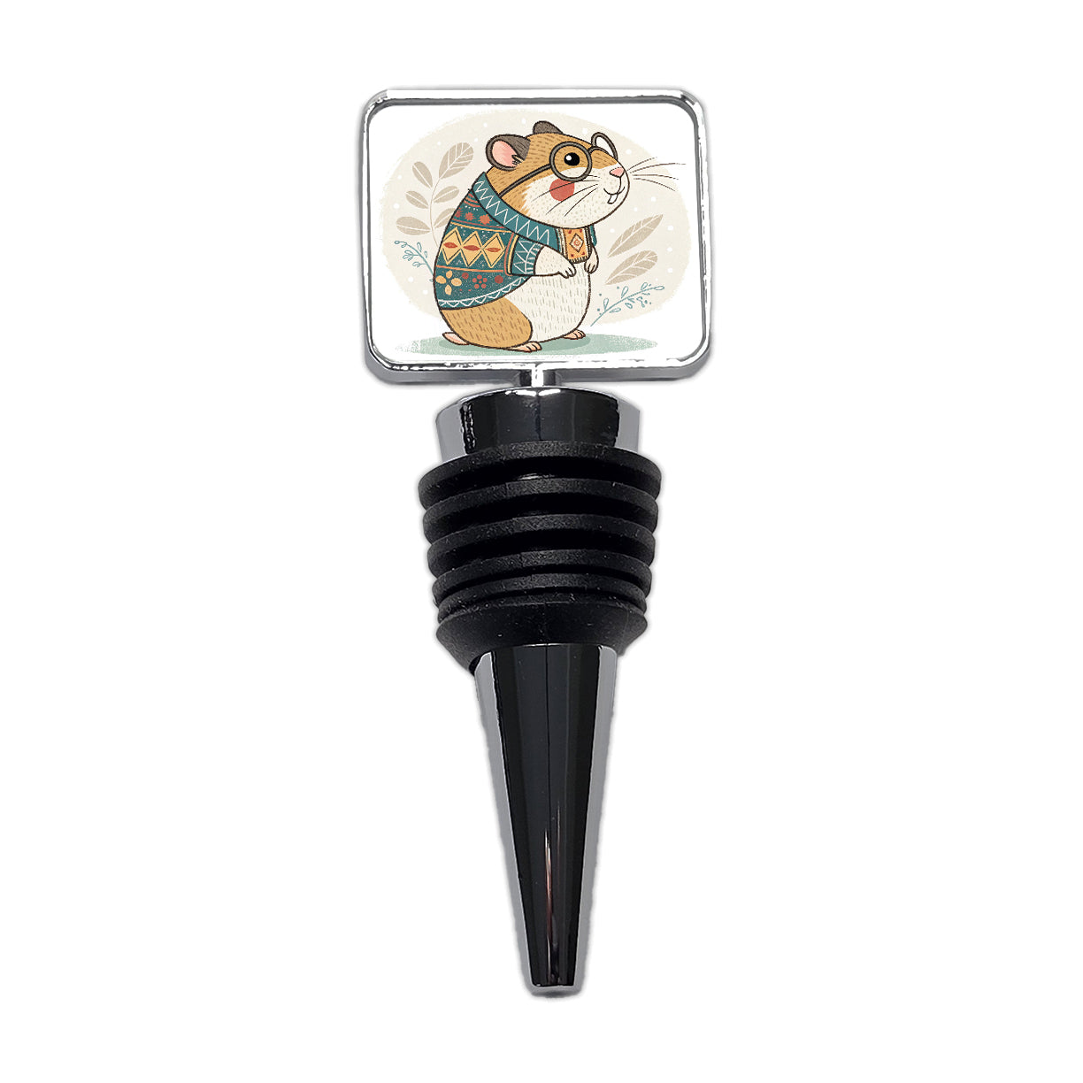 Cool Hamster Wearing Glasses Retro Illustration Wine Bottle Stopper